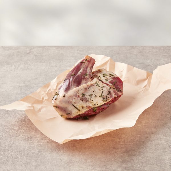 Marinated lamb henry in pink butchery paper