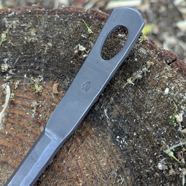 Close up of Thorn Wood Forge bbq fork handle