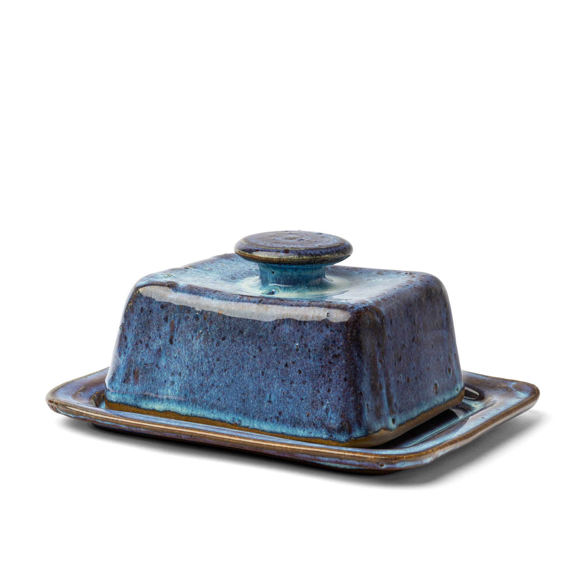Blue clay butter dish